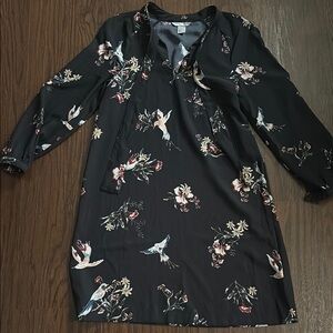 H&M Black Floral Long Sleeve Dress